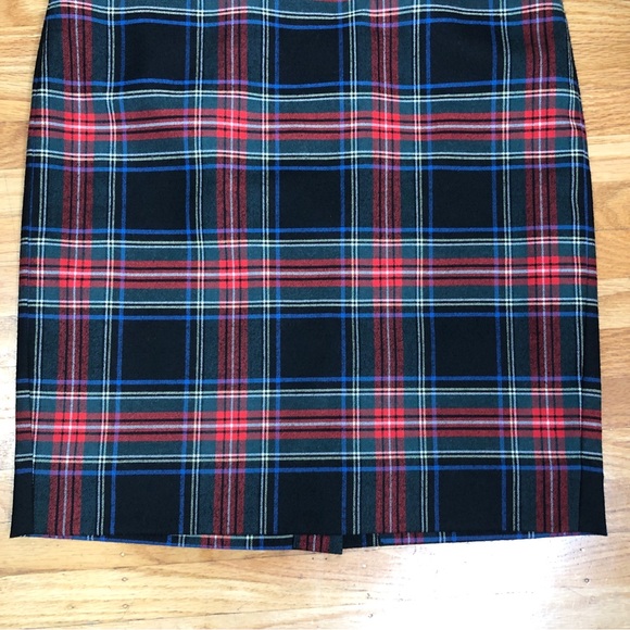 J. Crew Pencil Skirt Wool Blend Black Tartan Plaid Size 0 - Picture 6 of 14